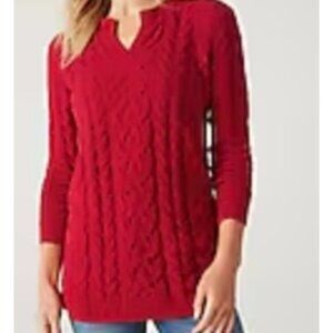J Jill Red Split-neck Chenille Tunic Sweater XL Tall